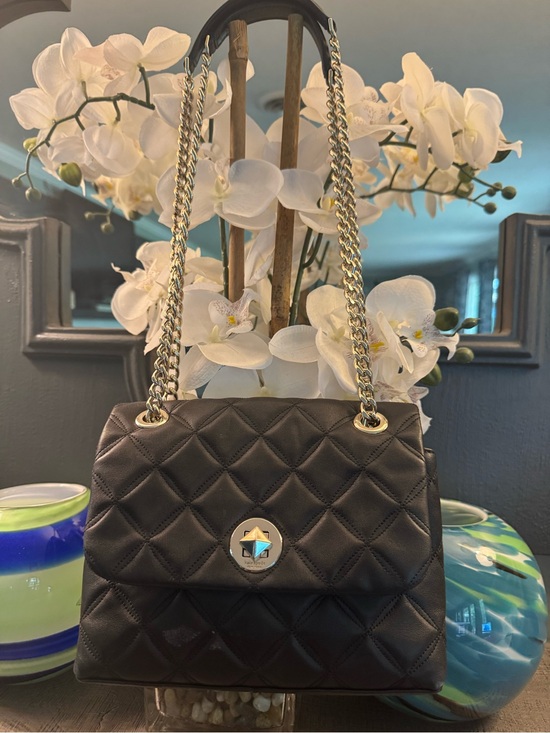 kate spade Handbags - Kate Spade Quilted Black Chain-Handle Shoulder Bag with Turn Lock